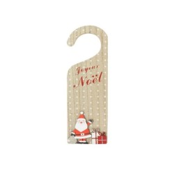 Deco noel plaque poignee de porte int pere noel h24xxl7cm bois