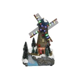 Décoration de Noël lumineux int moulin a vent 25led multicolore a pile 18x27x26