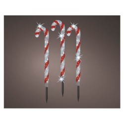 Décoration de Noël extérieur sucre orge 61cm 90led minuteur 8h cable 5m x3