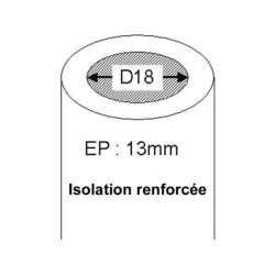 Manchon D'Isolation Caoutchouc, Diam.18 X 44 Mm, En Barre De 1 M