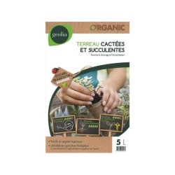 Terreau cactées et succulentes GEOLIA, 5 litres