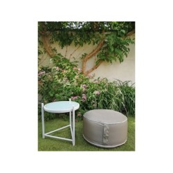 Pouf rond gonflabe, H.23 x diam. 53 cm, taupe