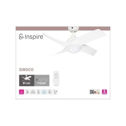 Ventilateur de plafond avec éclairage, INSPIRE Siroco, blanc