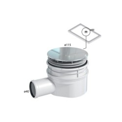 Bonde capot extra-plate horizontale pour receveur de douche diam. 90 mm h. 85 mm en inox, EQUATION