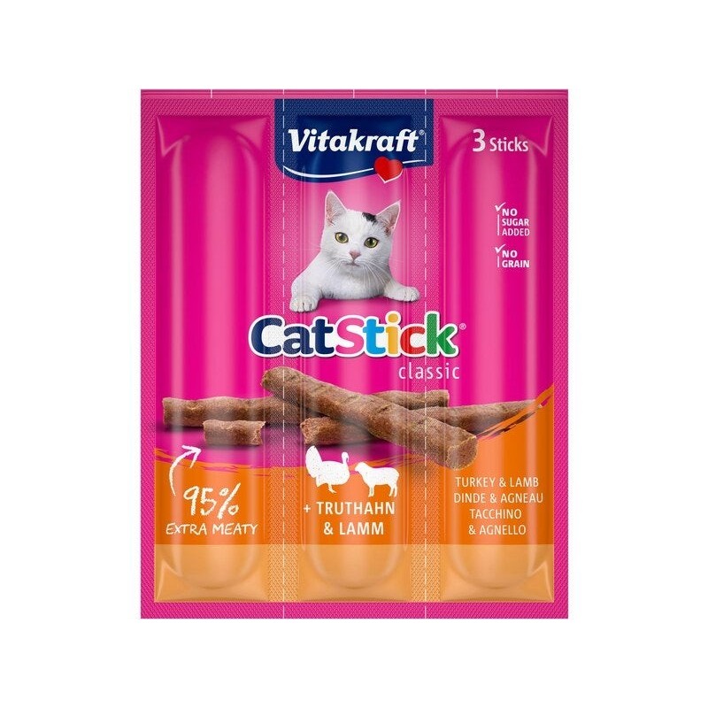 Lot de 3 friandises pour chat VITAKRAFT Stick mini dinde/agneau