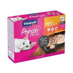 Lot de 6 pâtées pour chat VITAKRAFT Poésie Délice, multipack viandes, 85 g