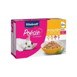 Lot de 12 pâtées pour chat VITAKRAFT Poésie classique, gelée volailles, multipack 85 g