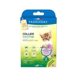 Collier insectifuge chaton geraniol/margosa/lavandin blanc 35cm  FRANCODEX