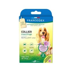 Collier insectifuge chien 10-20kg margosa/geraniol/lavandin 60cm  FRANCODEX