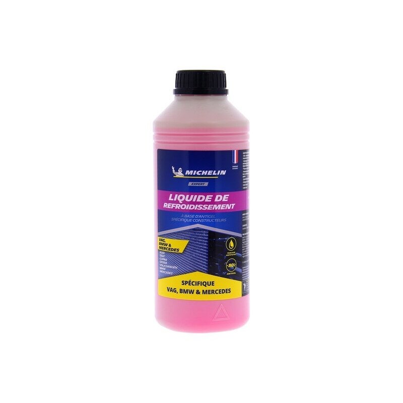 Liquide de refroidissement rose Volkswagen/BMW/Mercedes Michelin 250 000km -30/+121 degres 1L