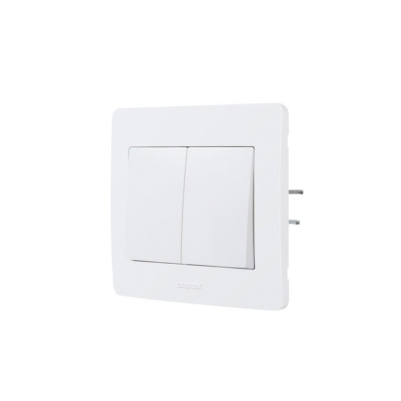 Double Interrupteur Va-Et-Vient Complet, Debflex Diam2, Blanc