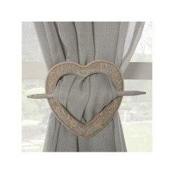 Embrasse Broche Coeur Gravé, Beige