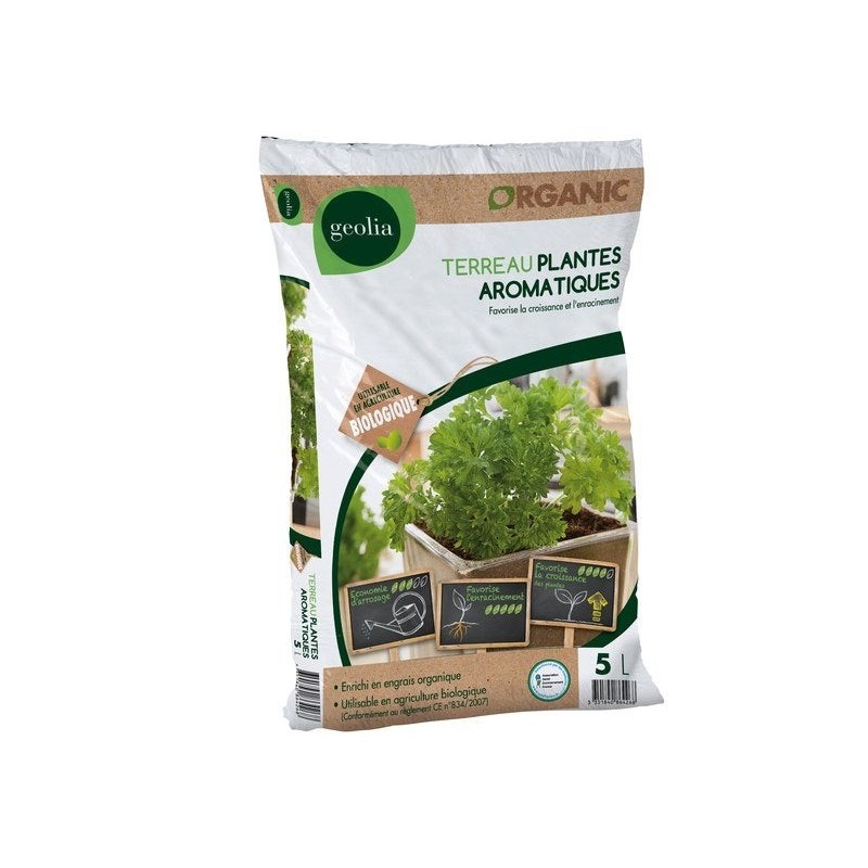 Terreau plantes aromatiques GEOLIA, 5 l