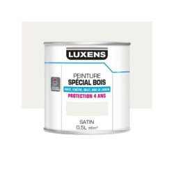 Peinture bois extérieur / intérieur, LUXENS, 0.5 L blanc satiné