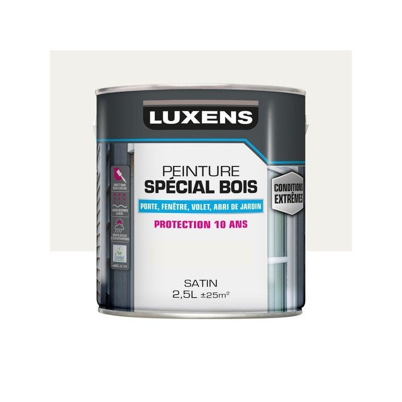 Peinture Bois Extérieur / Intérieur Satin Blanc Luxens 2.5 L