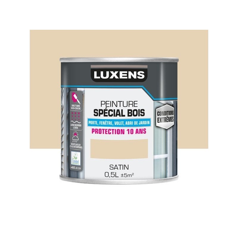 Peinture Bois Extérieur / Intérieur Satin Ivoire Clair Luxens 0.5 L