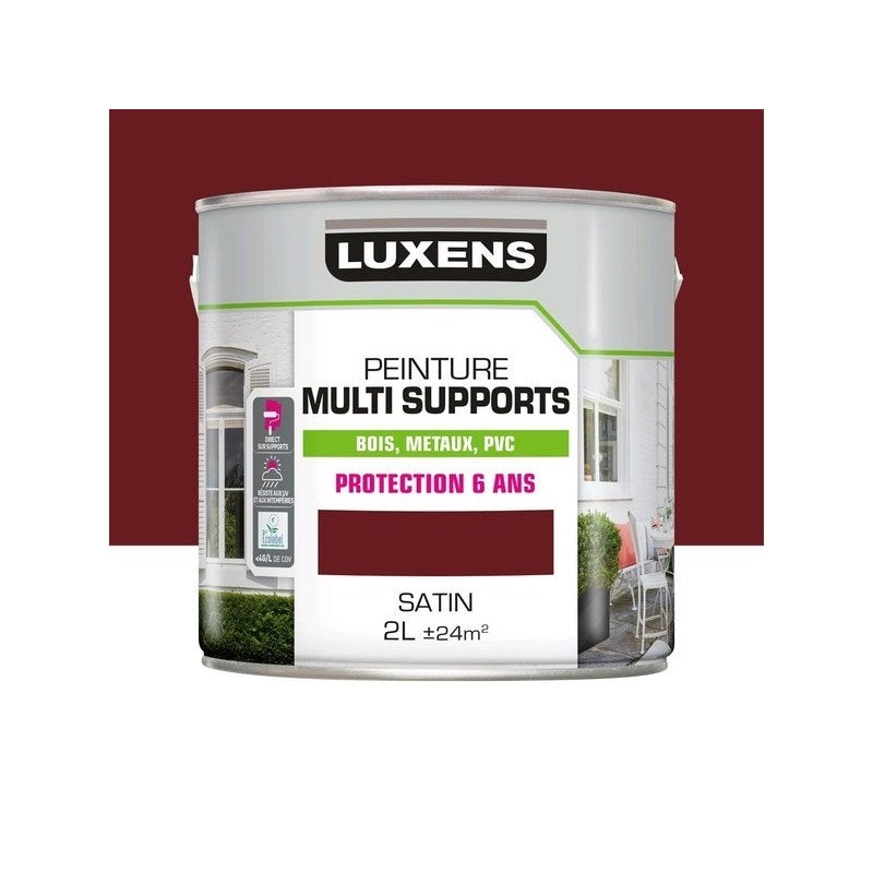 Peinture multimatériaux Extérieur Luxens Rouge Basque Satiné 2 L