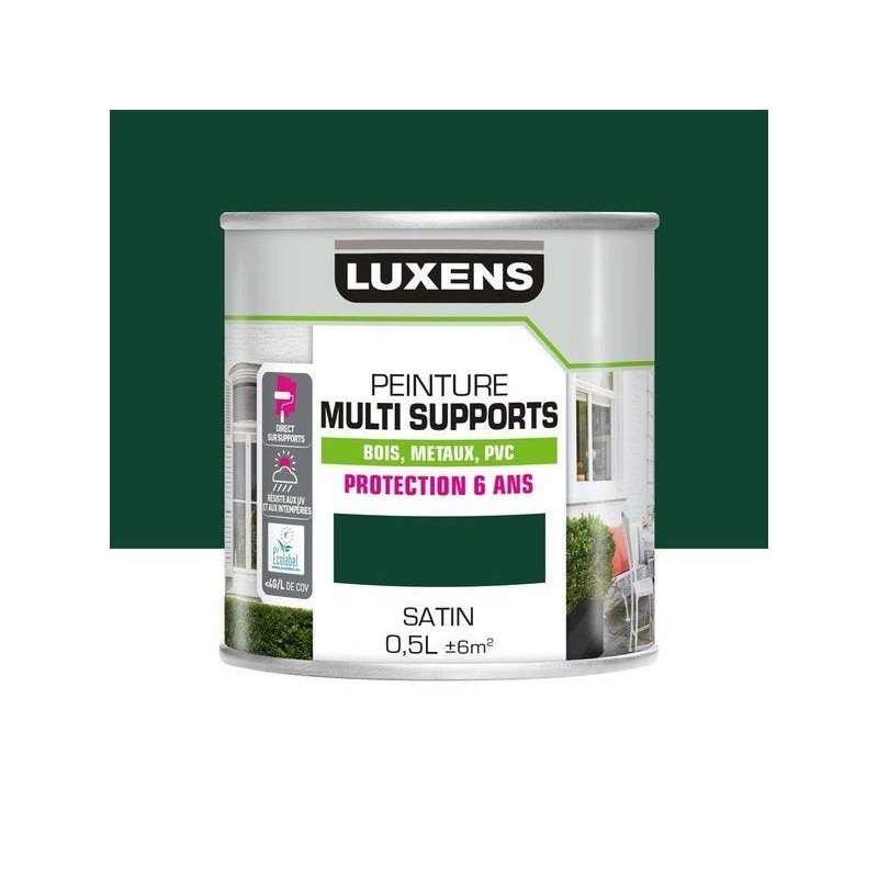 Peinture multimatériaux Extérieur Luxens Vert Mousse Satiné 0.5 L