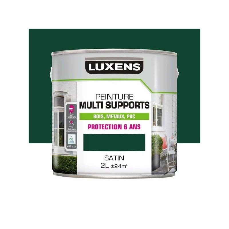 Peinture multimatériaux Extérieur Luxens Vert Mousse Satiné 2 L