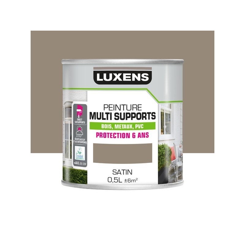 Peinture multimatériaux Extérieur Luxens Trench 3 Satiné 0.5 L