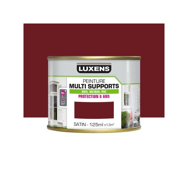 Peinture multimatériaux Extérieur Luxens Rouge Basque Satiné 0.125 L