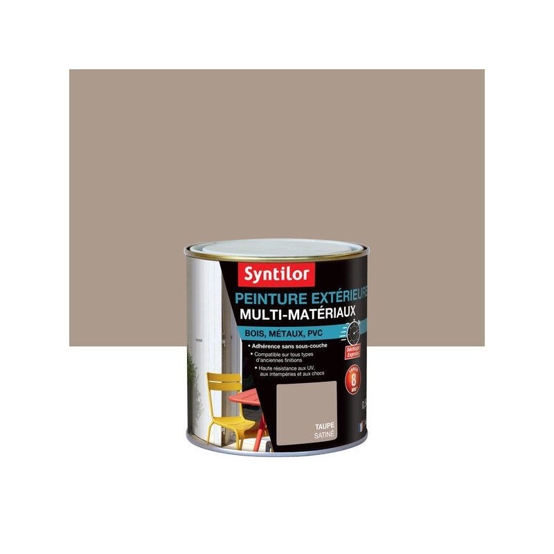 Peinture multimatériaux Extérieur Syntilor Taupe Satiné 0.5 L