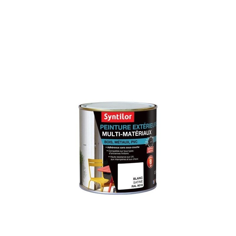 Peinture multimatériaux Extérieur Syntilor Blanc Satiné 0.5 L