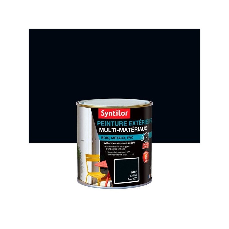 Peinture multimatériaux Extérieur Syntilor Noir Satiné 0.5 L