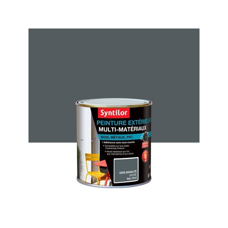 Peinture multimatériaux Extérieur Syntilor Gris Basalte Satiné 0.5 L