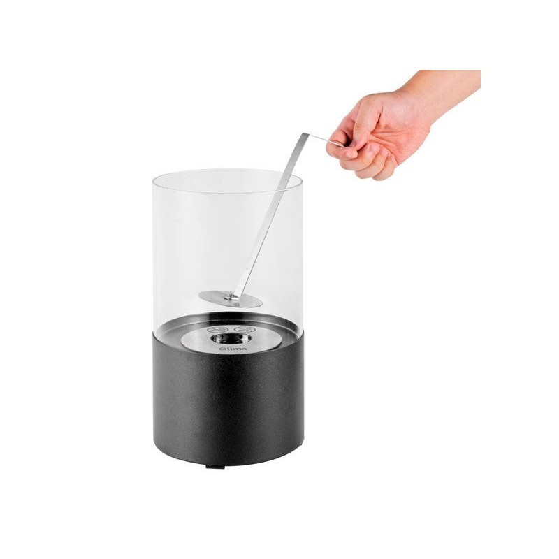 Cheminée décorative à éthanol pour extérieur FFB017, QLIMA, inox et verre noir