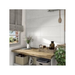 Carrelage mur intérieur effet béton blanc Square l.30 x L.60 cm