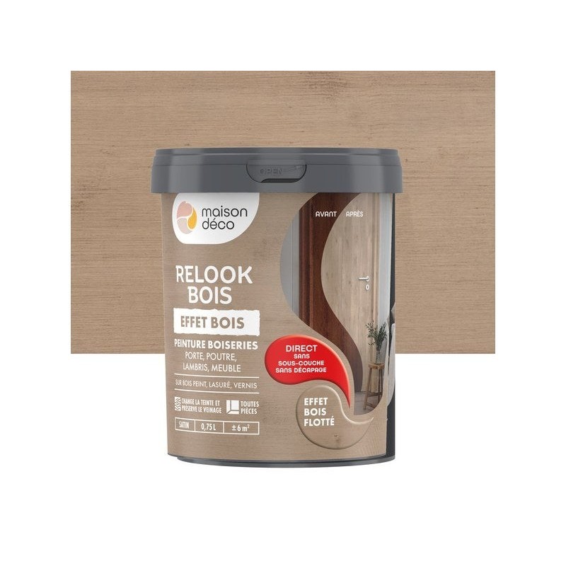 Lasure Intérieure Poutre Et Lambris Relook Bois Maison Deco, Bois Flotte, 0.75 L