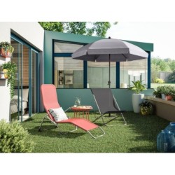 Bain de soleil de jardin Fiesta 2 positions en acier rouge