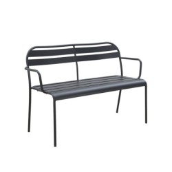 Banc de jardin Café en acier gris / argent