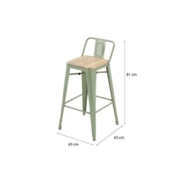 Tabouret Oxford à visser, vert clair, acacia