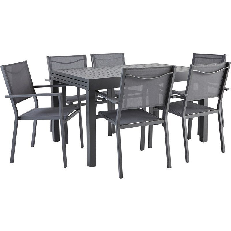 Table de jardin rectangulaire LISBON extensible de coloris gris anthracite - 10 personnes