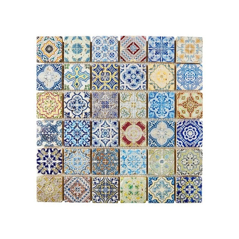 Mosaïque mur Renaissance décoré multicolore 4.8 X 4.8 cm