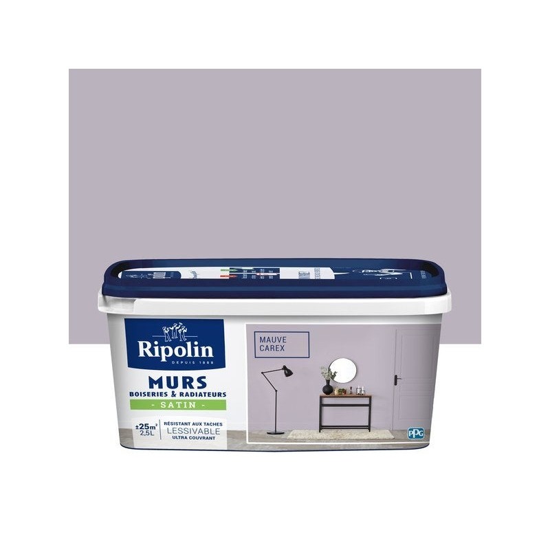 Peinture Mur, Boiserie, Radiateur   Ripolin Mauve Carex Satiné 2.5 L