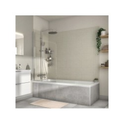 Pare-baignoire pivotant transparent chromé, H.140 x l.80 cm ESSENTIAL