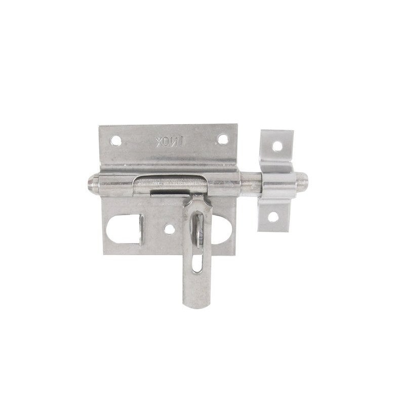 Verrou De Box Porte Cadenas + Gâche Dia. 10 Mm Afbat, Acier Inox Brossé Gris