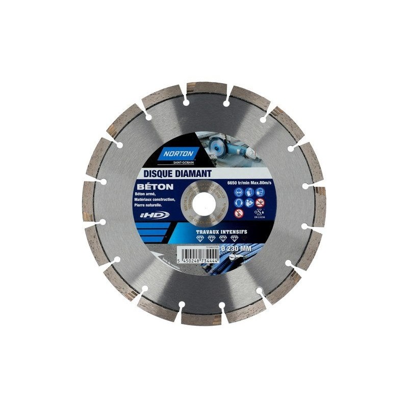 Disque Diamant Intensif Segmenté Pour Matériaux De Construction Norton,Diam230Mm