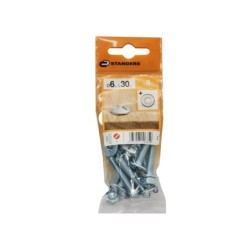 Lot De 8 Boulons Tête Ronde Acier Zingué, L.30 X Diam.6 Mm Standers