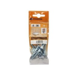 Lot De 6 Boulons Tête Ronde Et Cou Carré Acier Zingué, L.30 X Diam.5 Mm Standers