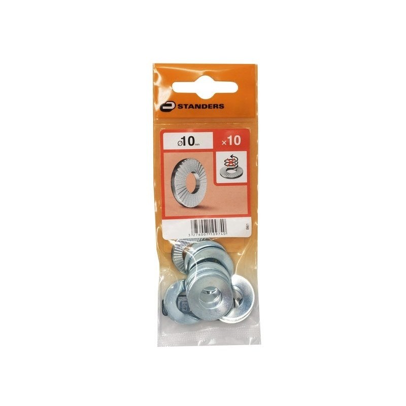 Lot De 10 Rondelles Acier Carbone Zingué, Diam.10.2 Mm Standers