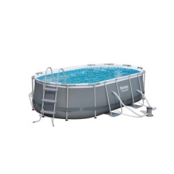 Piscine hors-sol POWERSTEEL BESTWAY, L.4,27 m x l.2,5 m x H. 1 m, ovale