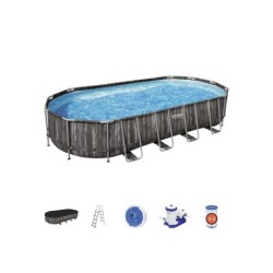 Piscine hors-sol POWERSTEEL BESTWAY, L.7,32 m x l.3,66 m x H. 1,22 m, ovale