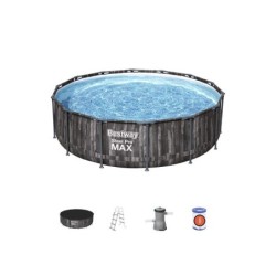 Piscine hors-sol STEEL PRO BESTWAY, diam.4,27 m x H. 1,07 m, effet bois