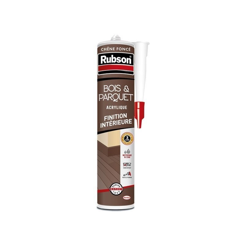 Mastic bois/parquet acrylique RUBSON chêne foncé cartouche 280ml