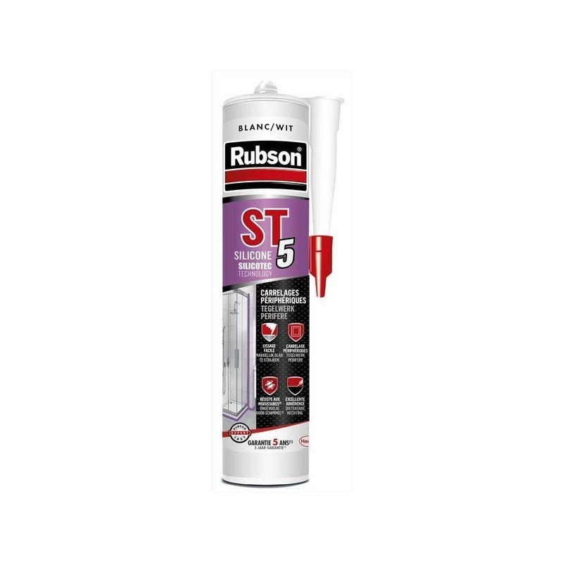 Mastic sanitaire carrelage silicone neutre RUBSON blanc cartouche 300ml