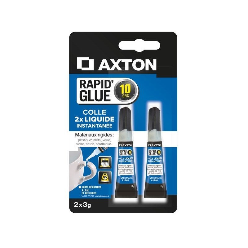 Lot de 2 colles glue liquide Rapid' AXTON, 2x3gr